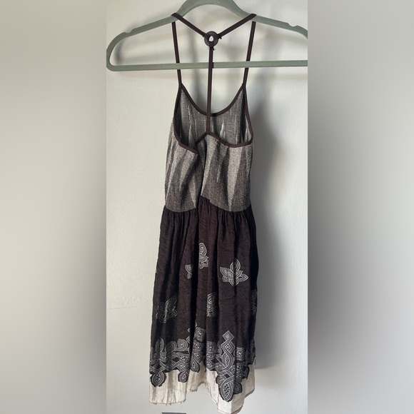 Chocolate & Beige Brown Sundress with Razorback | Fit & Flare | Size S/M - Picture 3 of 5
